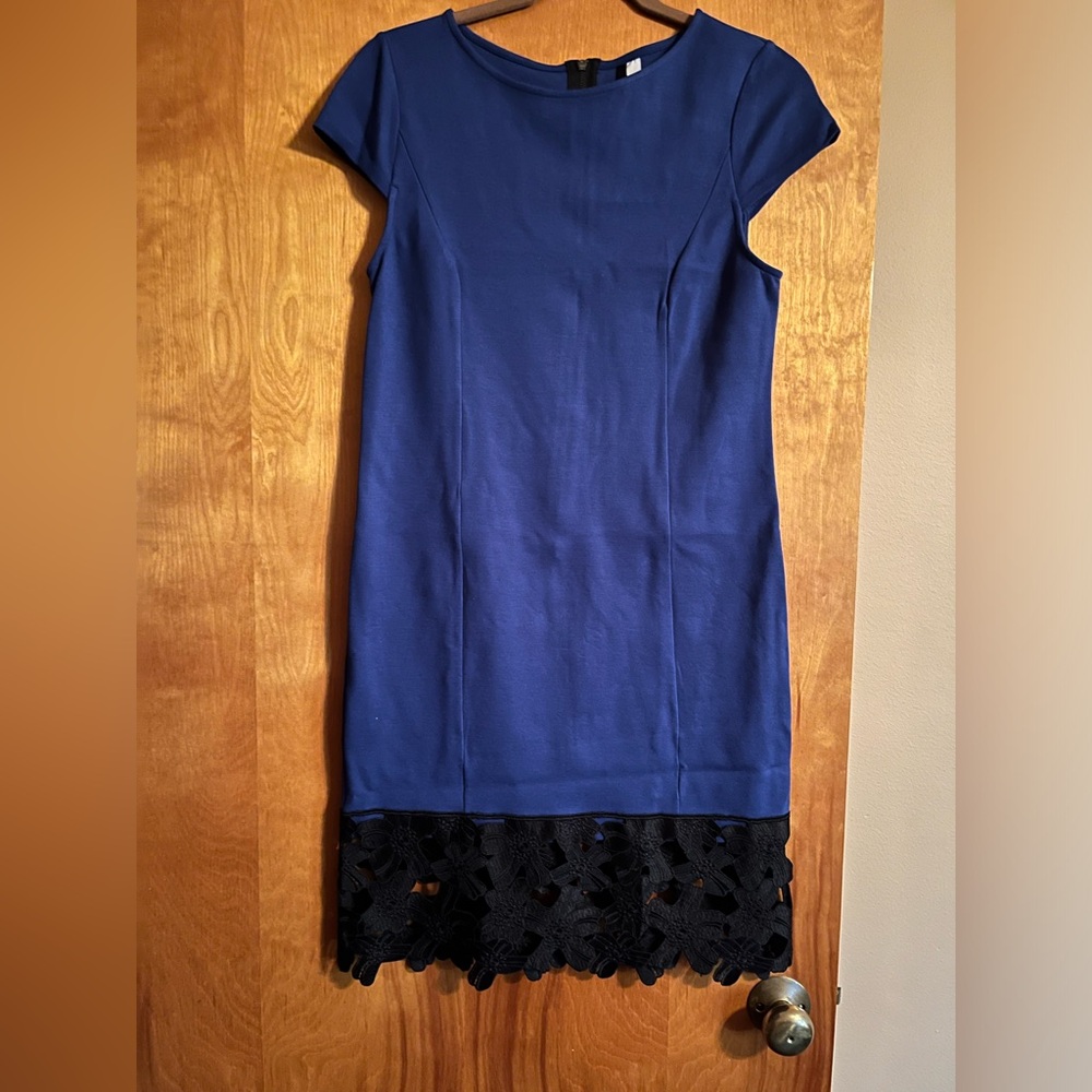 Blue with black lace bottom dress